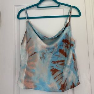Tie dye cowl neck top